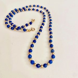 Lapis and Gold Bead Necklace